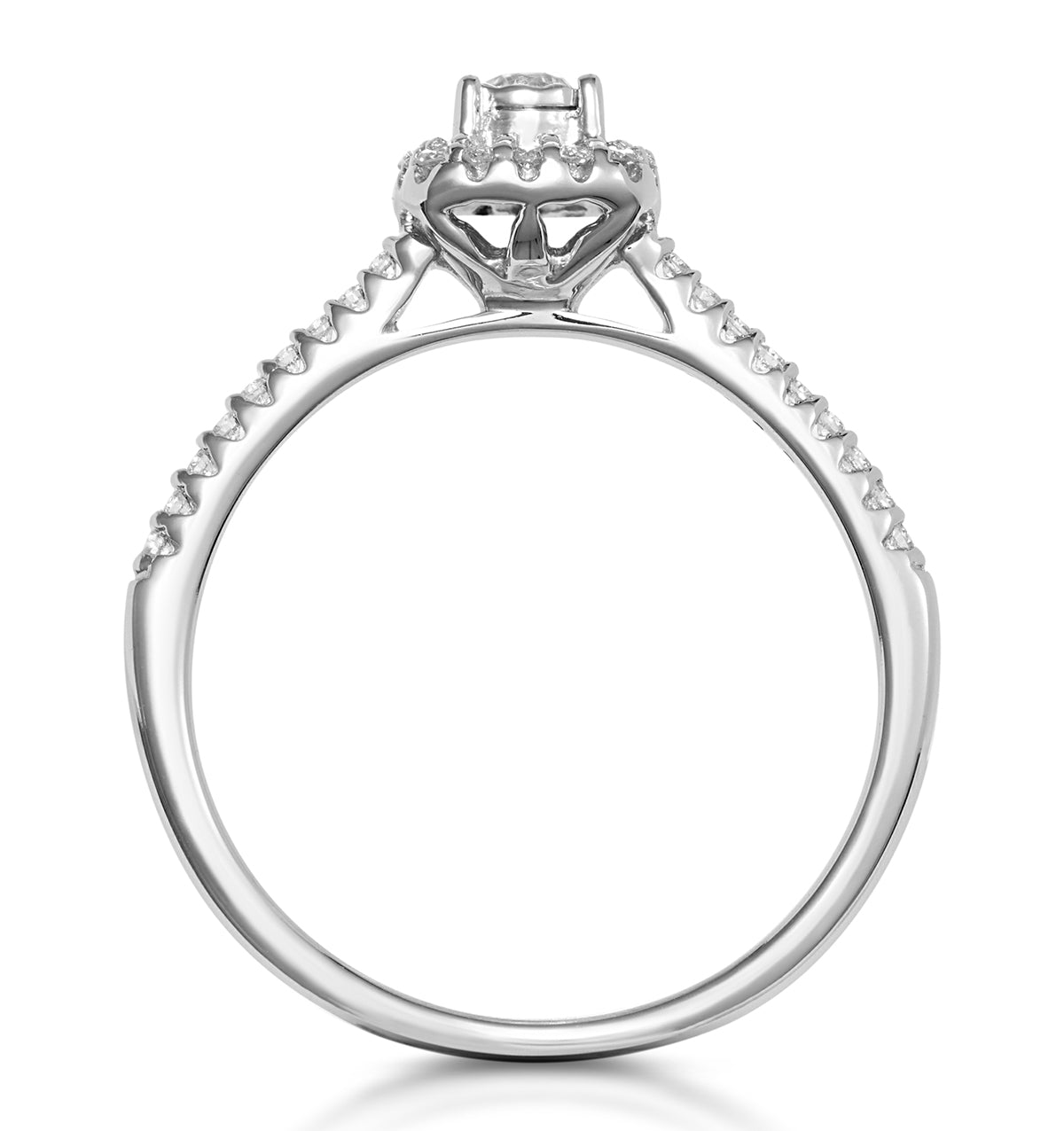 Masami Lab Diamond Halo Engagement Ring 0.25ct Pave Set in 925 Sterling Silver